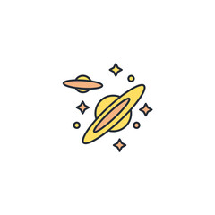 Saturn planet icon vector icon.Editable stroke.linear style sign for use web design,logo.Symbol illustration.