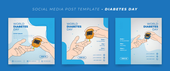 Healthy check with using glucose meter in hand for world diabetes day design