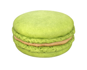 Green macaroon on a white background, 3d render