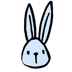 Textured hand drawn ink head of hare christmas illustration