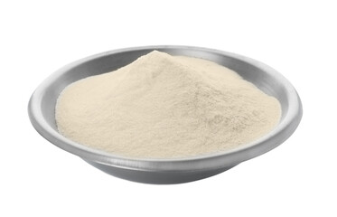 Bowl of agar-agar powder isolated on white