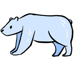 Textured hand drawn ink polar bear christmas illustration