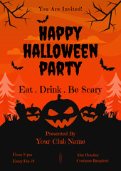 Halloween party Flyer poster design, vector	
