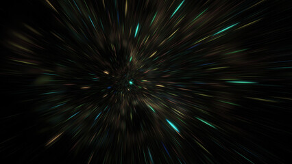 Abstract gold and green fireworks. Fantastic holiday background. Digital fractal art. 3d rendering.