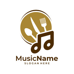 Food Music Logo Vector. Music Food logo design template