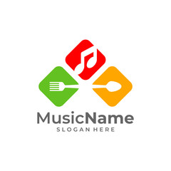 Food Music Logo Vector. Music Food logo design template
