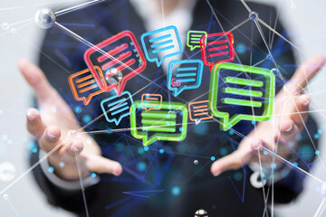 speech bubbles. People Chatting. 3d illustration of a communication concept, relating to feedback 3d