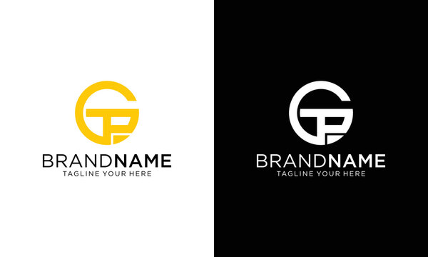 GTP or TGP Unique circle logo design on a black and white background.