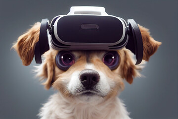 cute dog using vr technology, created with generative ai