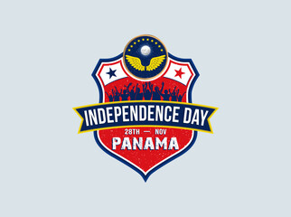 Panama Independence Day. People celebrate the 28th of November. The wings and moon design are on top of the shield.