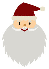 笑顔でかわいいサンタクロースの手描きイラスト（ひげは文字スペースとしても使用可）