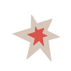 Scandinavian authentic minimal nordic star illustration on isolated background. Star with folk nordic geometry ornaments in flat modern scandinavian style.
