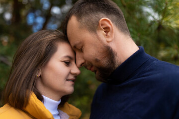 Fototapeta premium close-up portrait of middle-aged man and woman in love