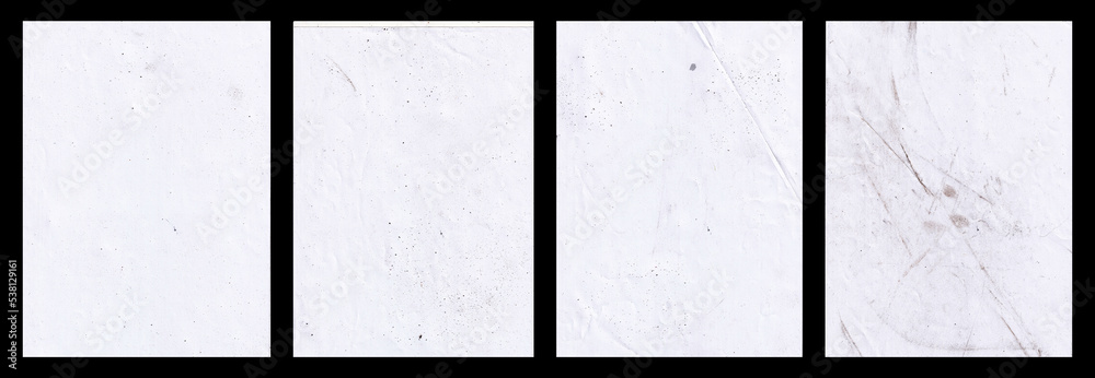 Aufkleber Set of folded paper with grungy texture in black background. can be used to replicate the aged and worn look for your creative design. old paper for photo texture overlay in retro style	