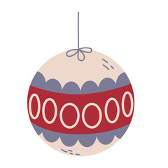 Scandinavian authentic minimal nordic decoration illustration on isolated background. Christmas ball with folk nordic geometry ornaments in flat modern scandinavian style. 