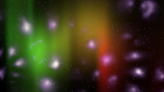 Aurora green and yellow in background of star galaxy. 2D computer rendering pattern
