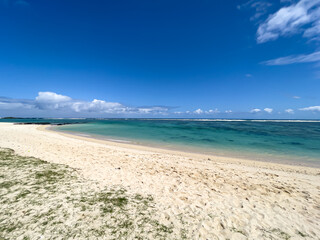 White sand and turquoise lagoon and St Felix Beach, Mauritius