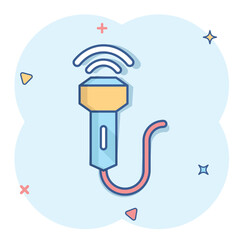 Ultrasound icon in comic style. Scanner equipment cartoon vector illustration on white isolated background. Ultrasonic splash effect business concept.