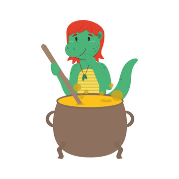 A Cuca - personagem de lendas e folclore brasileiro. Ilustra&ccedil;&atilde;o vetorial.