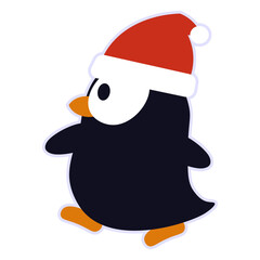 サンタの帽子を被ったペンギンのイラスト