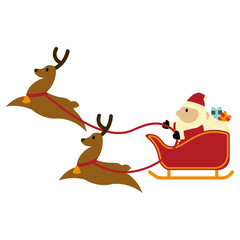ソリを引くトナカイとサンタのイラスト