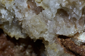 Crystals on speleothemes in a cave