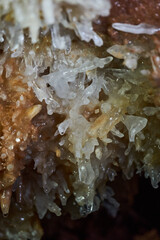 Crystals on speleothemes in a cave