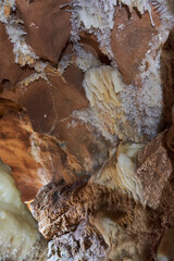 Crystals on speleothemes in a cave