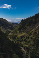 Madeira mountain landscape heading to the Atlantic Ocean.