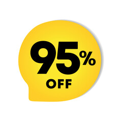 95% off. For price discounts on purchases. Sales, promotions, offers, retail, store. Use in social media, banner, poster