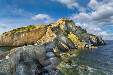 San Juan de Gaztelugatxe-Basque Country, Spain. View on the hermitage dedicated to Saint John the...