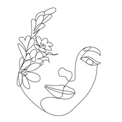 One Line art abstract face. Vector illustration. Trendy abstract portrait . Abstract contemporary art. Ideas and Inspiration .