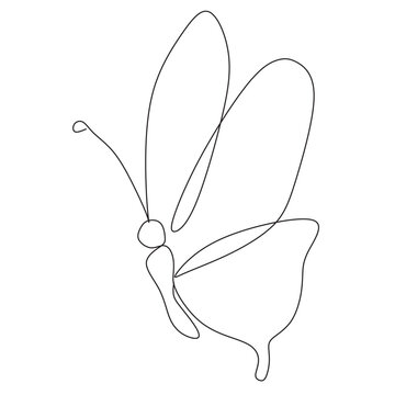 Continuous line drawing of beautiful butterfly. Single one line art of flying abstract butterfly for salon or spa business. Vector illustration