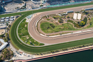 Naklejka premium Top view of Sha Tin Racecourse