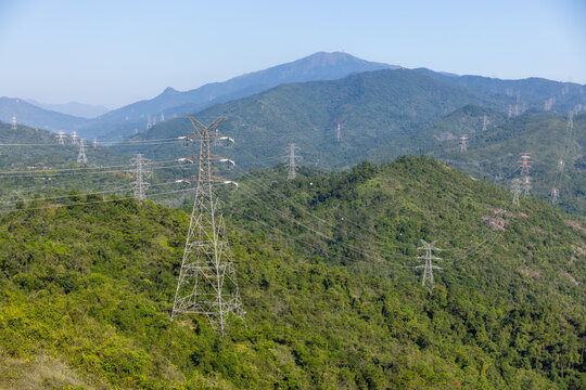 High Voltage Powerline On The Mountain