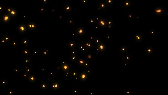 Fire Sparks particles overlay effect on black background. 4K