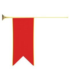 Naklejka premium 3d rendering illustration of a medieval heraldic trumpet with a banner