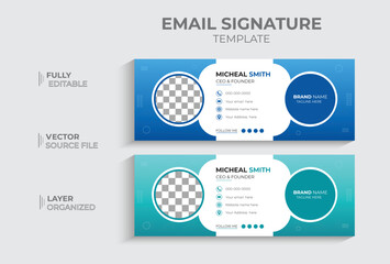 Creative email signature design, professional vector landscape e-footer, elegant web social media cover