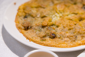 Asian cuisine Chinese style fry oyster cake in restaurant