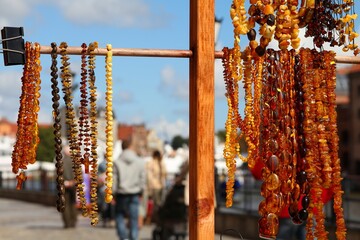 Amber necklaces in Gdansk, Poland