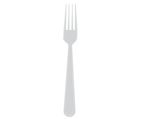 Stainless steel fork isolated on white background. Kitchen dishes.