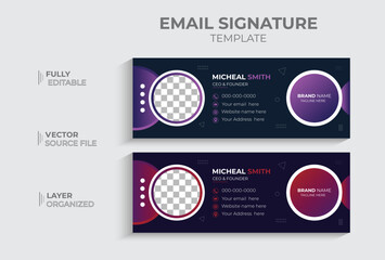 Creative email signature design, professional vector landscape e-footer, elegant web social media cover