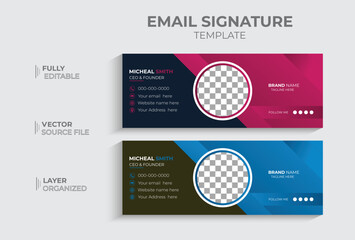 Creative email signature design, professional vector landscape e-footer