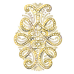 Golden pattern. An element for a design isolated on a white background.