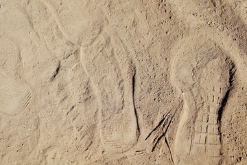 Footprints on the road dust