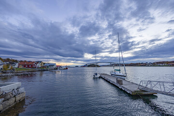 Fototapeta premium Brønnøysund harbor in twilight,Nordland county