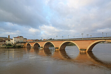 Fototapeta na wymiar Bridge over the Dordogne in Bergerac, France