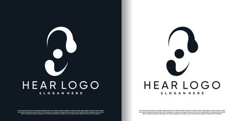Ear care logo design template with creative concept premium vector