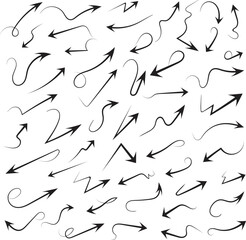 Hand Drawn Drashed Arrow Shape Curved Line Icon Set