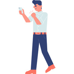 man with mobile phone happiness flat illustration organic style for website, web, application, presentation, printing, document, poster design, etc.